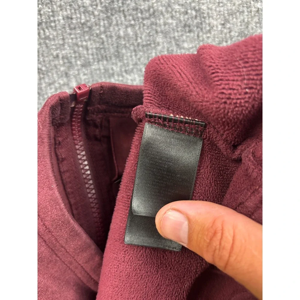 The North Face Fleece Jacket Womens XXL Burgundy Full Zip Mock Neck Softshell
